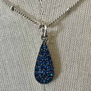Baked Beads Blue Crystal Teardrop Pendant Necklace